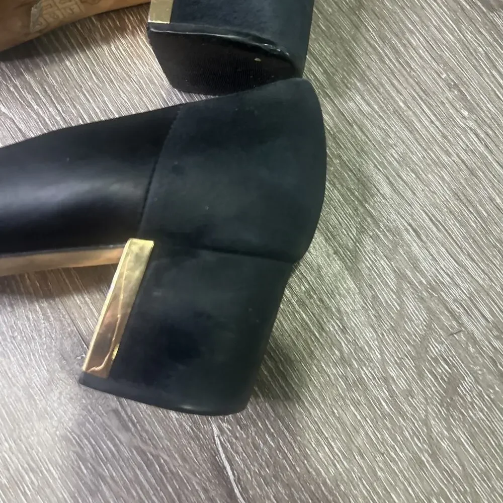 Tory Burch Gigi Black Pointed Toe Heels with Gold Logo 8
